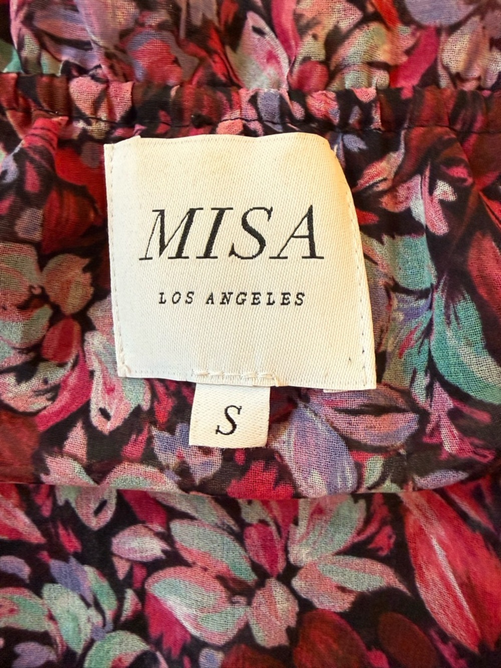 MISA Los Angeles Xirena Floral Ruffle Maxi Dress Purple Pink Size Small - Picture 9 of 12